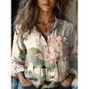 Women S Long Sleeve Shirt 3d Print Turn Down Collar