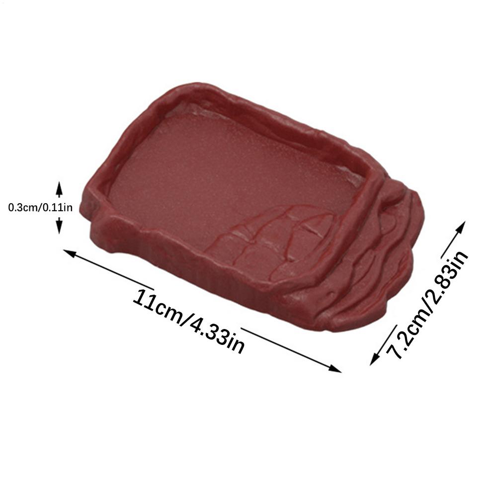 Turtle Water Dish With Anti-Slip Imitation Rock Ladders Food Water Bowl For Bearded Dragon Lizards Gecko Small Pet Supplies