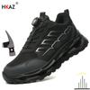 Rotary Buckle Work Sneakers Protective Shoes Safety Industrial Puncture-Proof Anti-smash Steel Toe Shoes Men Indestructible Shoe