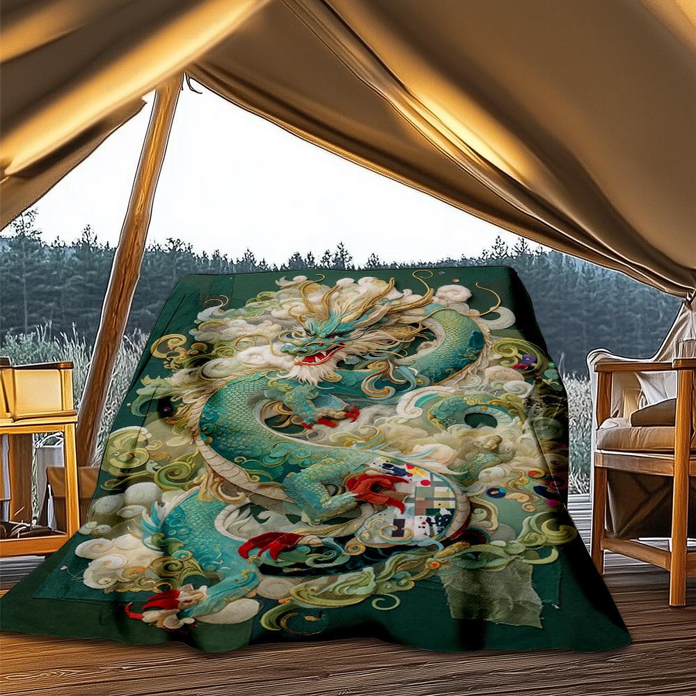 1pc Dragon ArtworkOutdoor Blanket, Soft And Comfortable Blanket, Casual Warm Outdoor Blanket, Good Birthday Gift yy260328095