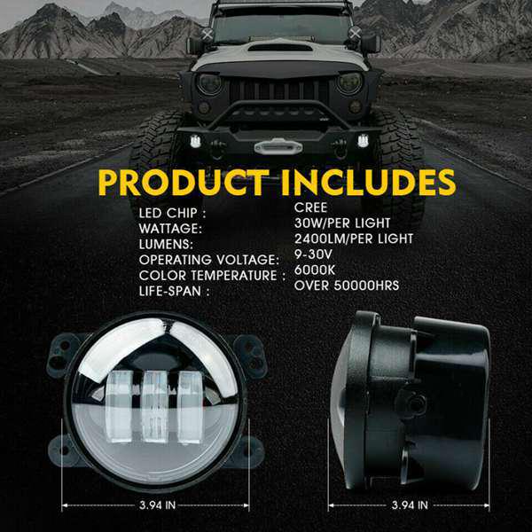 4-дюймовые светодиодные противотуманные фары мощностью 40 Вт для Jeep Wrangler