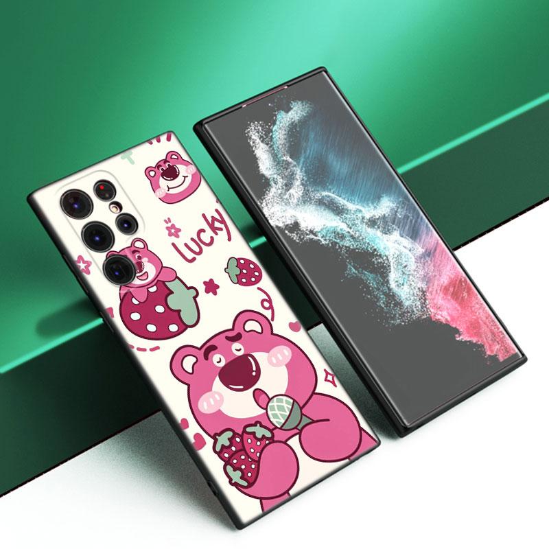 L-Lotso S-Strawberry Bear черный силиконовый чехол для телефона Samsung Galaxy S23 S21 S20 FE S24 S22 Ultra S10E S10 S9 S8 Plus