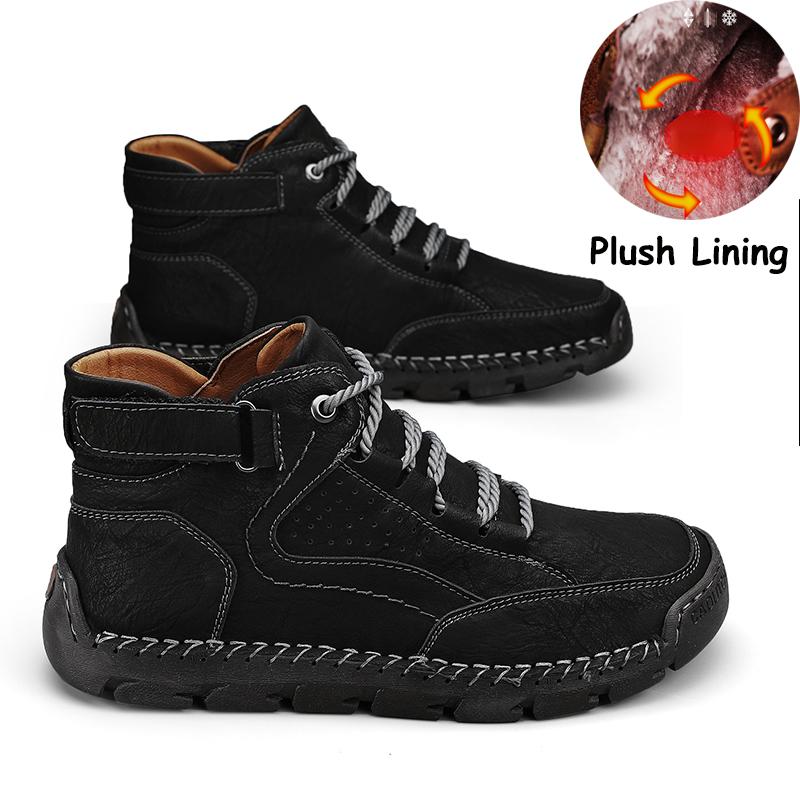 Men's Ankle Boots Handmade Plush Shoes Casual Shoes Autumn and Winter Plus Size 39-48