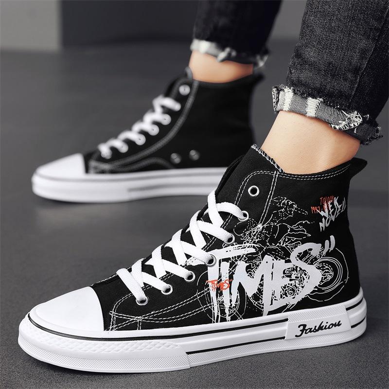 Высокие парусиновые кеды с алфавитом, весенняя мода, новая платформа, повседневная обувь, дышащая, удобная, универсальная спортивная мужская обувь