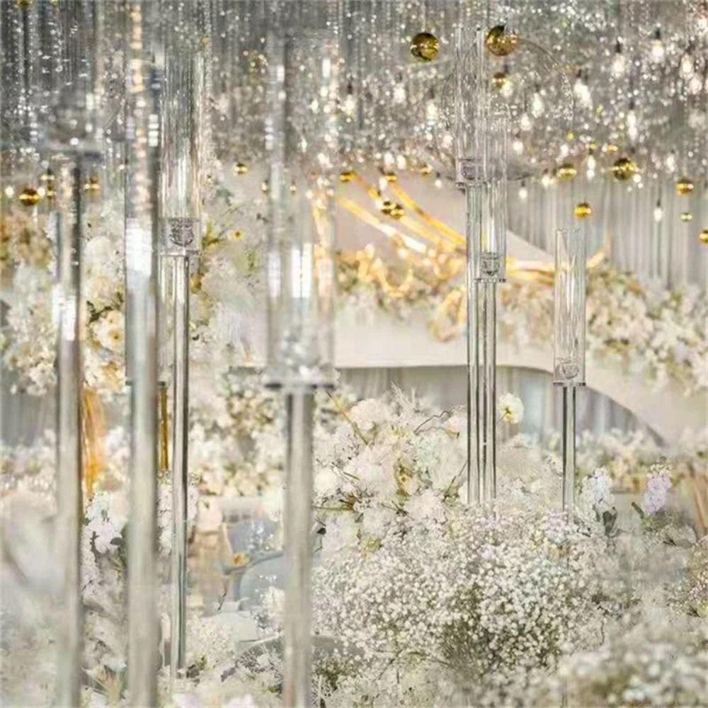 3 Pcs/set delicate Crystal Candle Holders Acrylic Centerpieces Candlestick Wedding Party