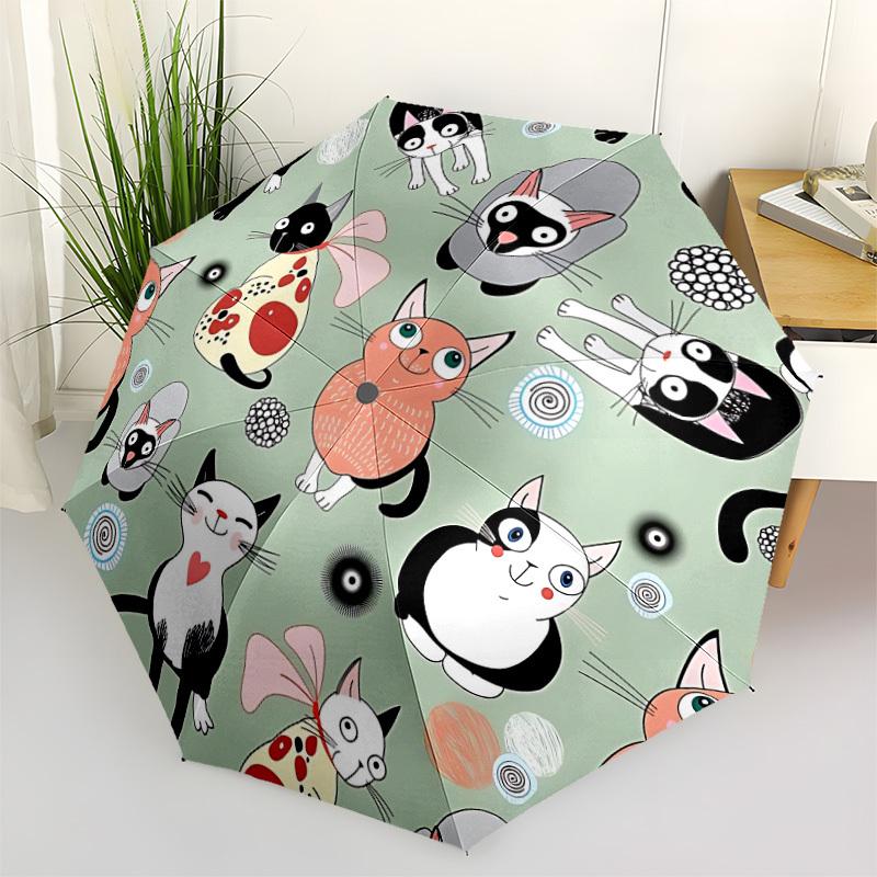 1pc Cat Pattern Open/Close Folding Umbrella, All- Portable Umbrella for & Men, Stylish Accessory (Holiday Gift) 8-Rib yy251213110
