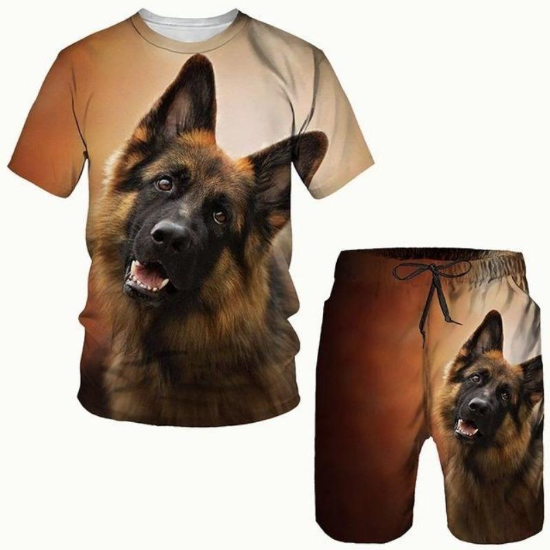 New Men's Pet Dog Suit 3D Printed Men T-shirt Shorts Set Sportswear Tracksuit Summer O Neck Short Sleeve Cool Clothing Suit