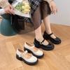 Mary Jane Shoes Women's Genuine Leather Spring New Versatile Thick-soled Heightening Small Leather Shoes Shallow Thick Heel JK Single Shoes Women