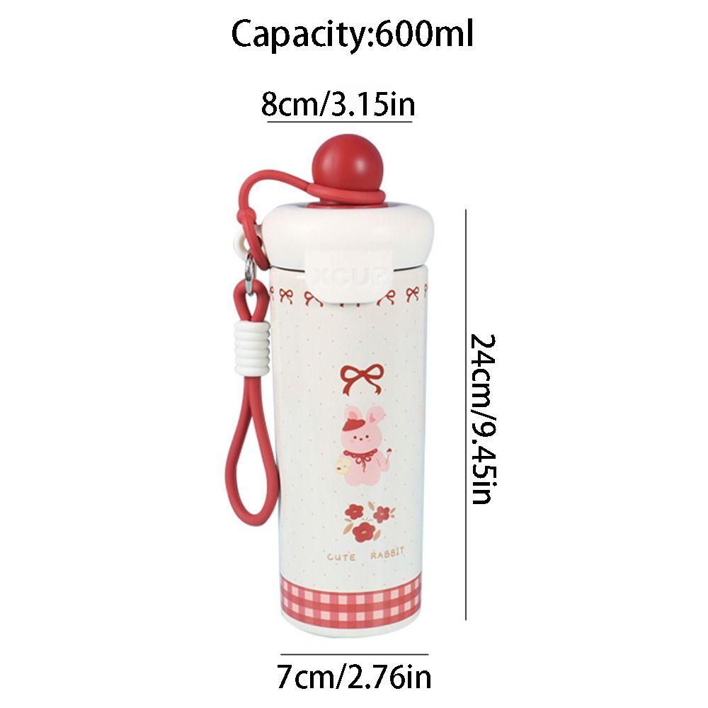 Cute Thermos Bottle 600ml Cold Beverages Cups Durable Vacuum Flask  Travel