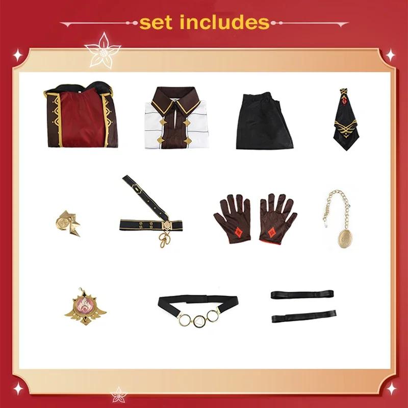 Игра Diluc Косплей Костюм Косплей Униформа Пальто Топ Брюки Парик Наряды Diluc Хэллоуин Карнавальные Костюмы для Мужчин