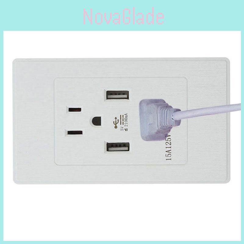 Convenient 2 Pack 2 Outlet 2 Usb Port Wall Socket Charger Panel