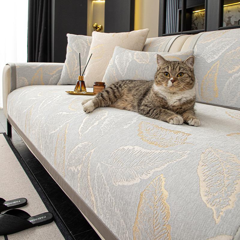 Light Luxury High-End Sofa Towel Cover Cloth Four-Season Universal Non-Slip Straight Row Seat Cushion New Leather Sofa Cushion