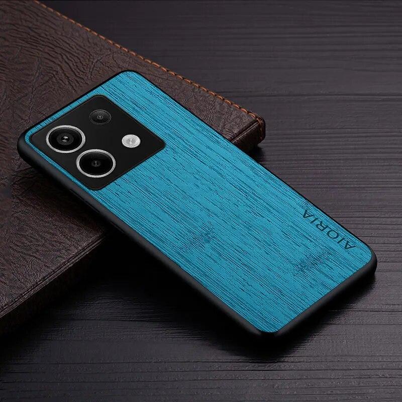 Case for Poco X6 Pro Poco M6 Pro Coque Bamboo Wood Pattern Leather Phone Cover Luxury Funda for Xiaomi Poco X6 Pro Case Capa