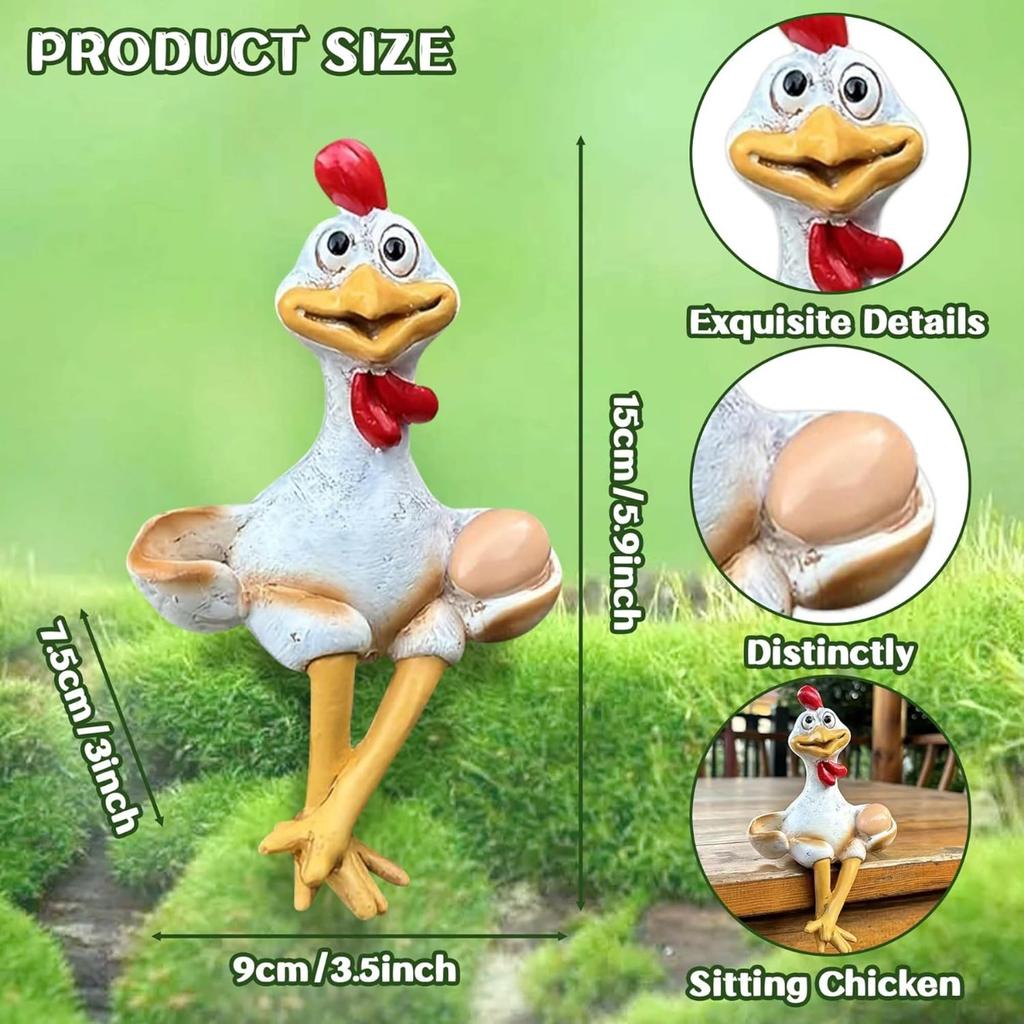 Милые статуи животных, забавная скульптура цыпленка, декоративная скульптура, сидящая мультяшная статуя цыпленка для сада, заднего двора, фигурка цыпленка из смолы, декор для стола в фермерском доме