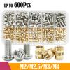 Brass Heat Set Insert Nut Bolt Kit Thread Embedment Copper Nuts and 304 Stainless Steel Hex Socket Screw Hot Melt M2 M2.5 M3 M4
