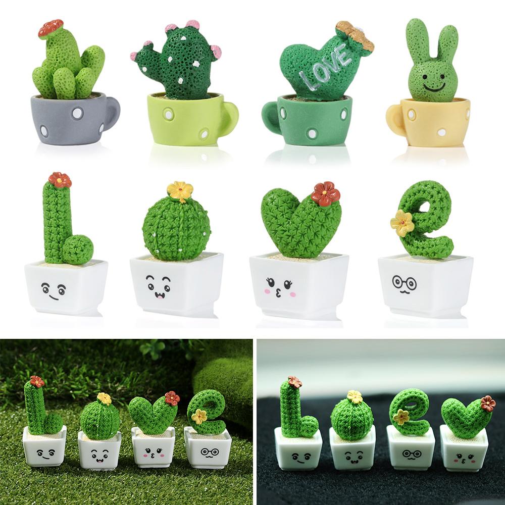 Fairy Garden Cactus Miniatures Cactus Flower Figurines Micro Ornaments Micro Landscape Figurine
