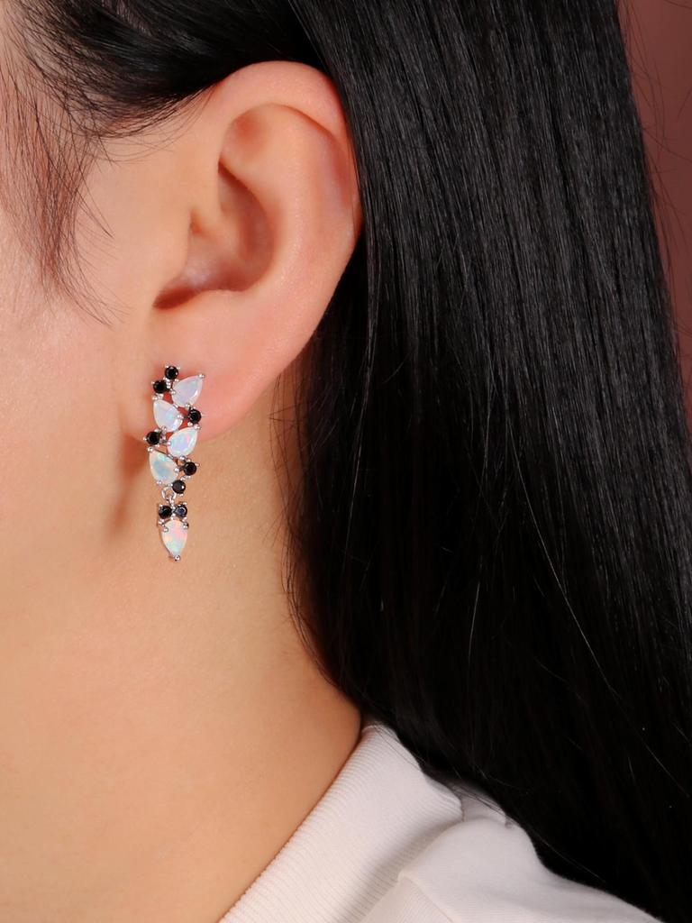 Luxury Fashion Designer Chic Dangle Silver Clasp Earrings for Lady Natural Opal October Birthstone Stone Precious Jewelry Gift