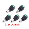 5pcs DC Male Female Power Connector 5.5*2.1mm Plug Positive Negative To Solderless Pressure Terminal LED Wiring Connector