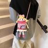 Lovely Knitted Pink Crossbody Bag For Children Featuring Cute Cartoon Doll Motif