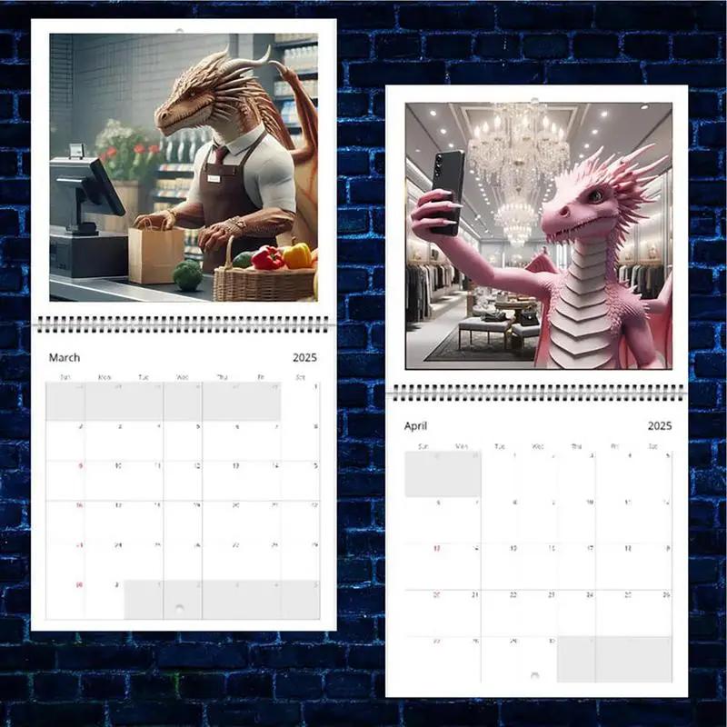 Календарь работы Драконы, 2025 Креативный настенный календарь Забавный календарь Драконы Вертикальные ежемесячные календари для домашней организации