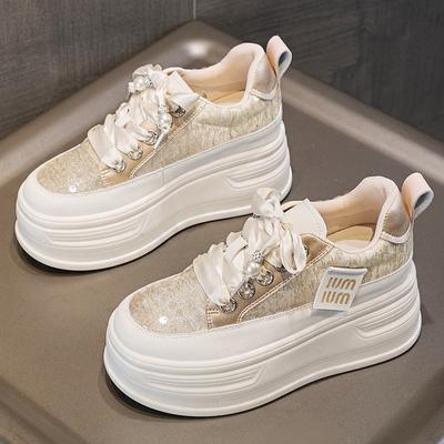 Внутренняя часть увеличивающая рост женская обувь дышащая летняя сетка толстая подошва губчатая доска обувь для женщин