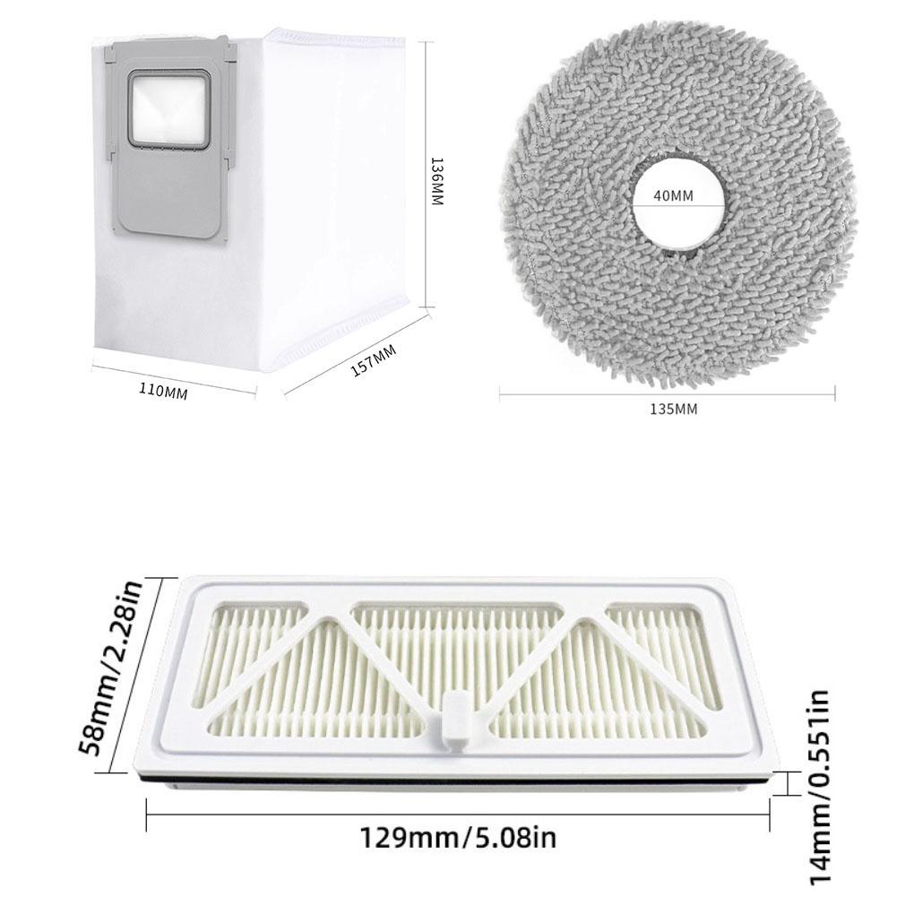 1set Filter Mop Cloth Dust Bag Side Brush Kit For DJI For ROMO S For ROMO A For ROMO P Vacuum Cleaner Household Cleaning Kit