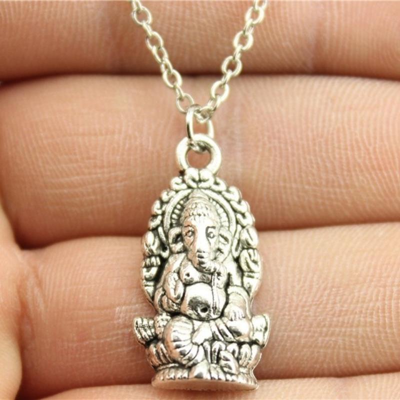 1 шт. старинное серебро, старинная бронза цвет большое ожерелье слон, большой кулон Ганеша длинное ожерелье