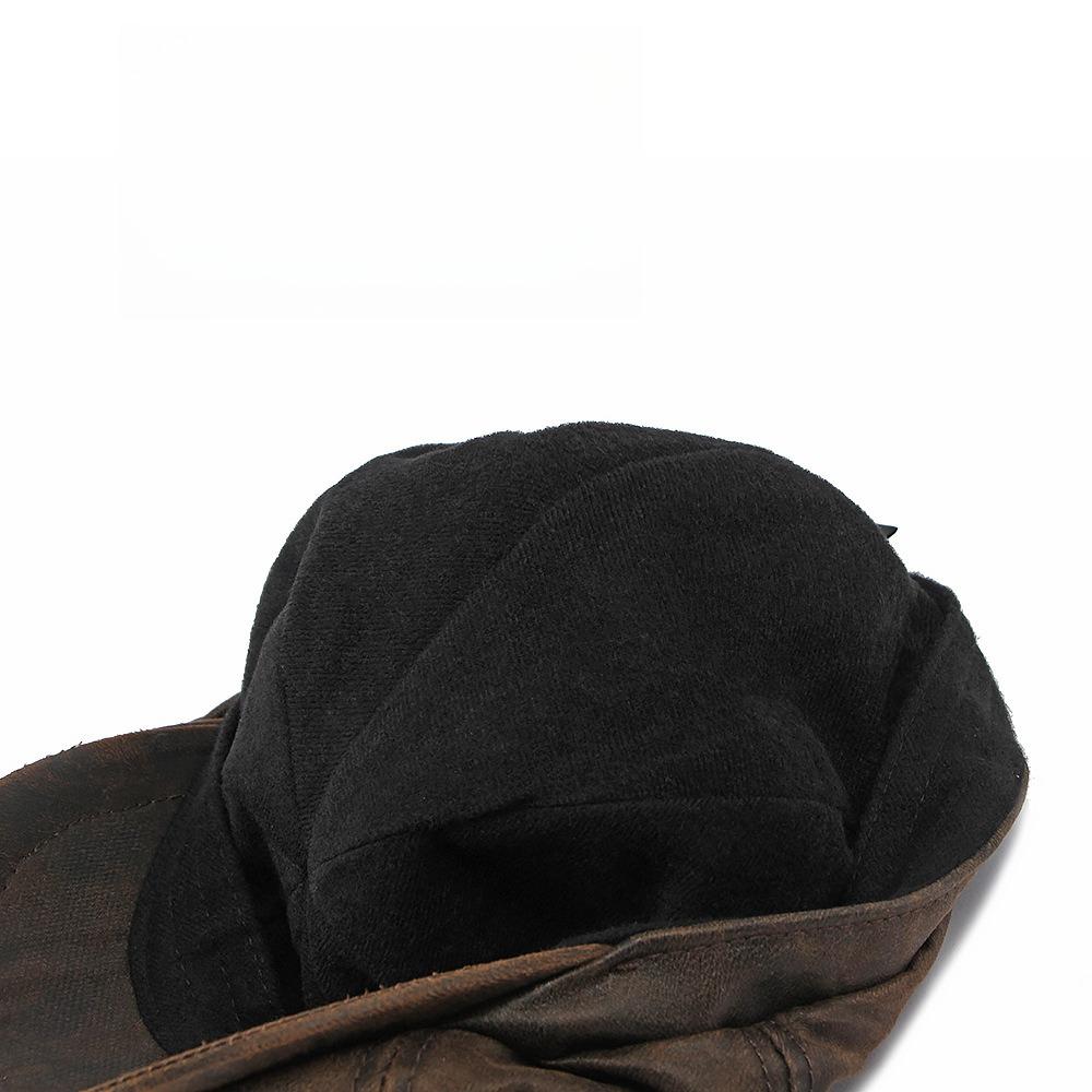 Men’s Vintage Faux Leather Eight-Panel Cap, Warm Lined British Newsboy Flat Cap, Casual Winter Duckbill Hat for Women
