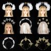 Halo Crown Headpiece Gothic Lolita KC Headdress Angel Feather Wings Halo Goddess Headband Headdress Accessories