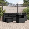 VidaXL Garden Lounge Set 7 Pcs with Cushions Black Wicker 3267415