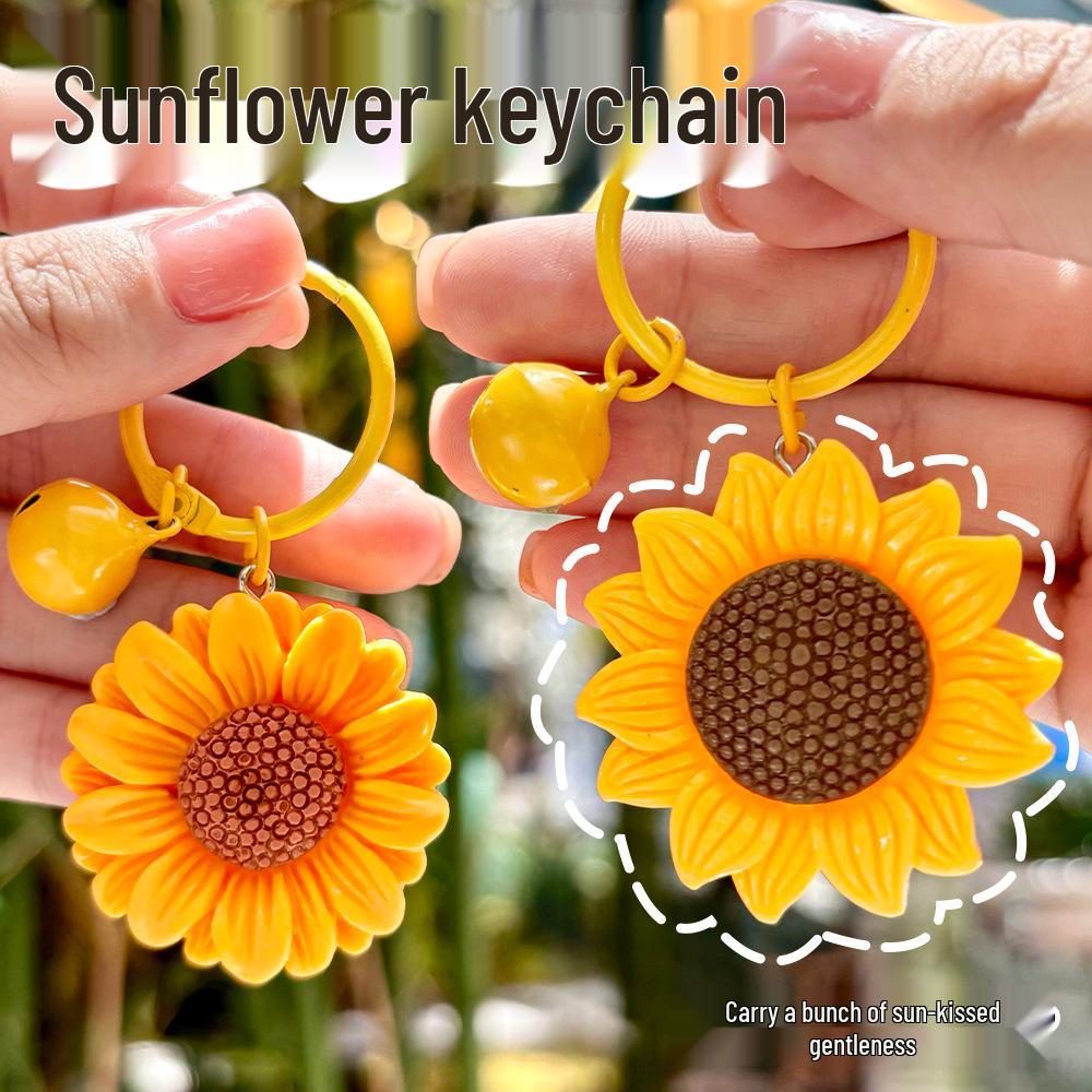 Motivational Sunflower Resin Keychain: First Place Bag Decoration Pendant