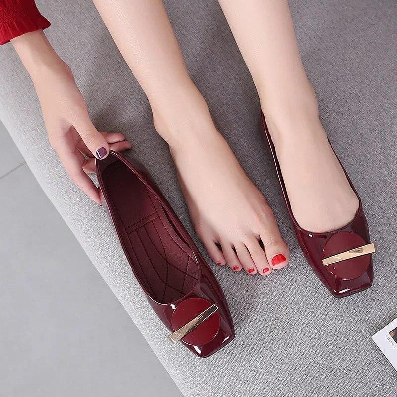 Весенне-летняя обувь женские балетки элегантная офисная леди модный бренд женские туфли одинарки большой размер 42 черный красный