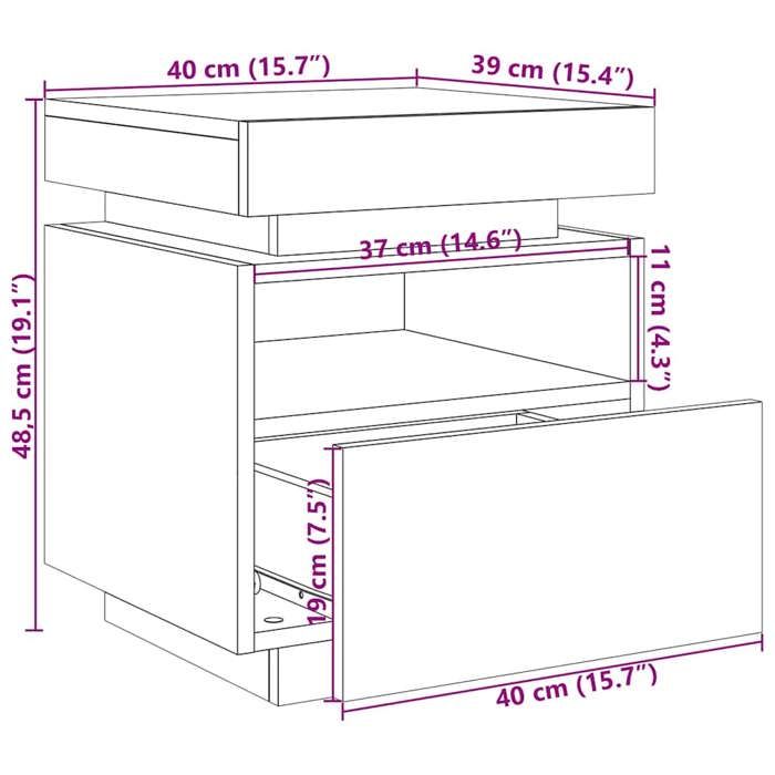 VidaXL Armoires de chevet et lumières LED 2pcs vieux bois 40x39x48,5cm, table d'appoint, armoire de lit, table d'appoint 857659