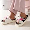 Kawaii Cartoon Cow House Slippers for Women Summer Fashion Linen Platform Slippers Woman Thick Sole Non Slip Bedroom Slides 2025