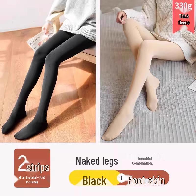 Women's Nude Color Velvet-Lined Leg Warmers, Thick and Cozy, Perfect Base Layer for Spring and Autumn, Suitable for Shorter Lengths.