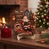 Decorative Wooden Holiday Signs 2D Christmas Castle Tabletop Ornament, Santa Scene Bookshelf Decoration Festive Fireplace Table Decor with Stand, Gift