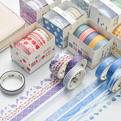 5 рулонов/коробка Креативный набор клейкой ленты с базовым узором Васи Лента DIY Скрапбукинг Дневник Журнал Канцелярские принадлежности