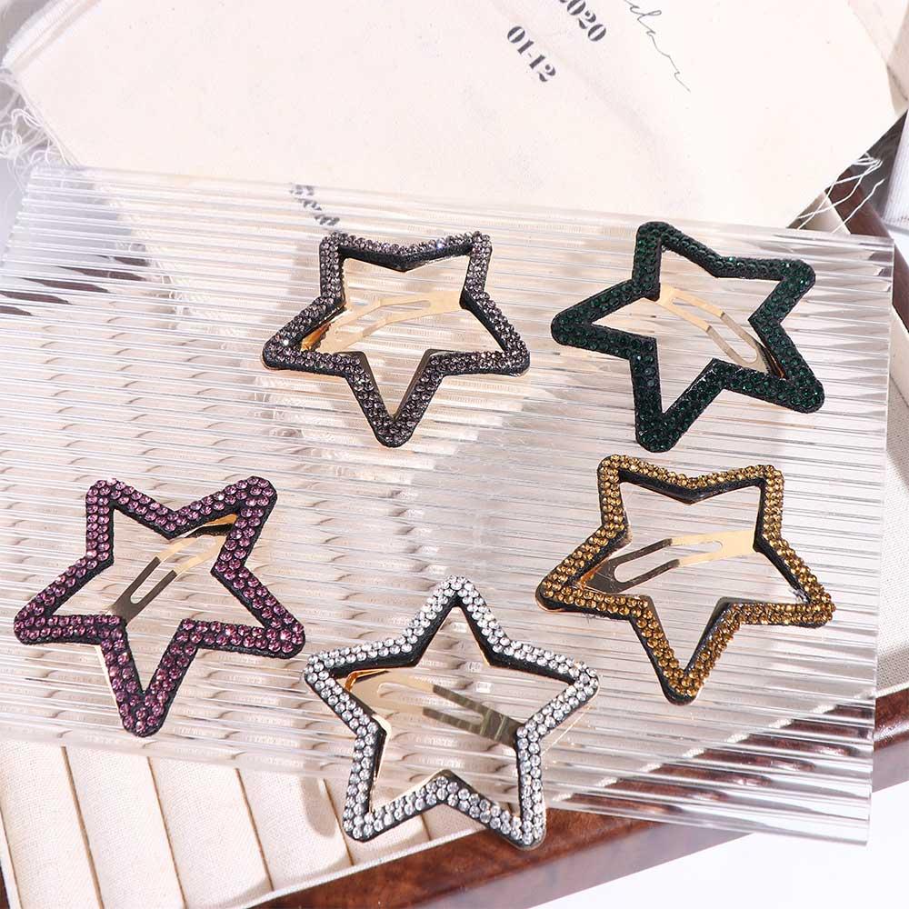 Metal Star Side Clip Y2k Hollow Hair Clip Personality Rhinestone Star BB Clip\ Children