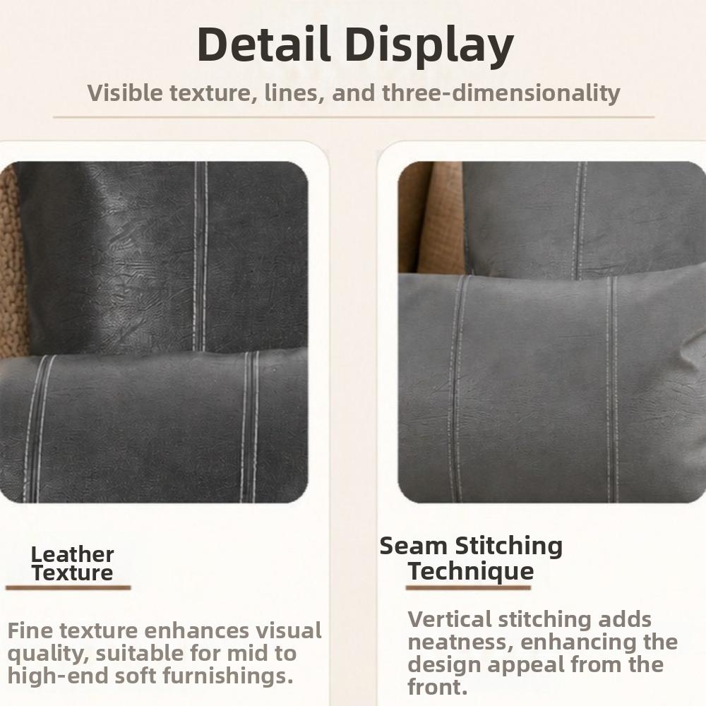 Zipper Style Patchwork Pillow Cover Waterproof Pillowcase PU Leather Throw Pillow Covers  Couch