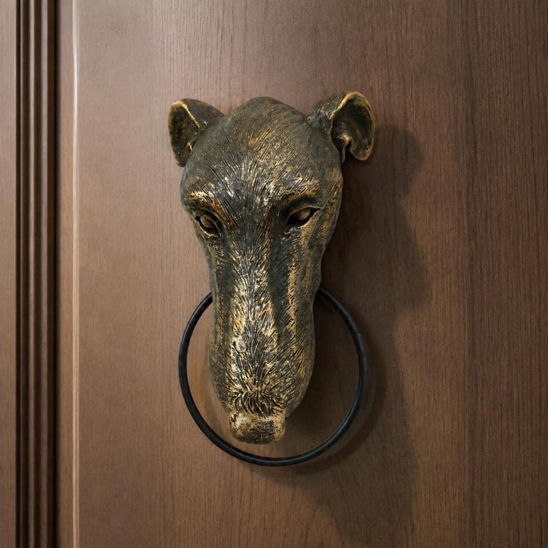 Decorative Animal Door Knocker with Raised Head and Lifting Handle for Wood, Metal, Garden, Entry, and Shop Entrances