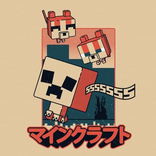 Minecraft Печать на холсте "Крипер и кошки"