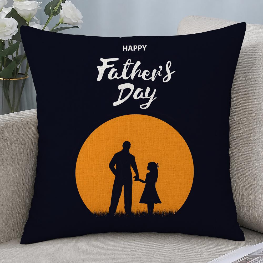 Holiday Fathers Day Cushion Cover Cushion Covers Natural Linen Breathable Sofa Bedroom Decor Pillowcase
