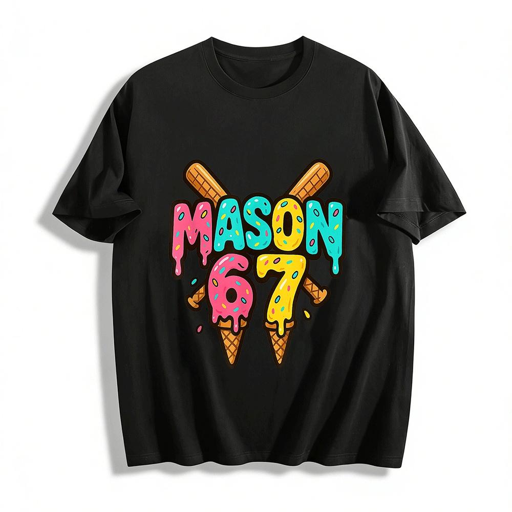 Мороженое Капающая Буква MASON67 Детская Повседневная Футболка с Коротким Рукавом Хлопковая Футболка