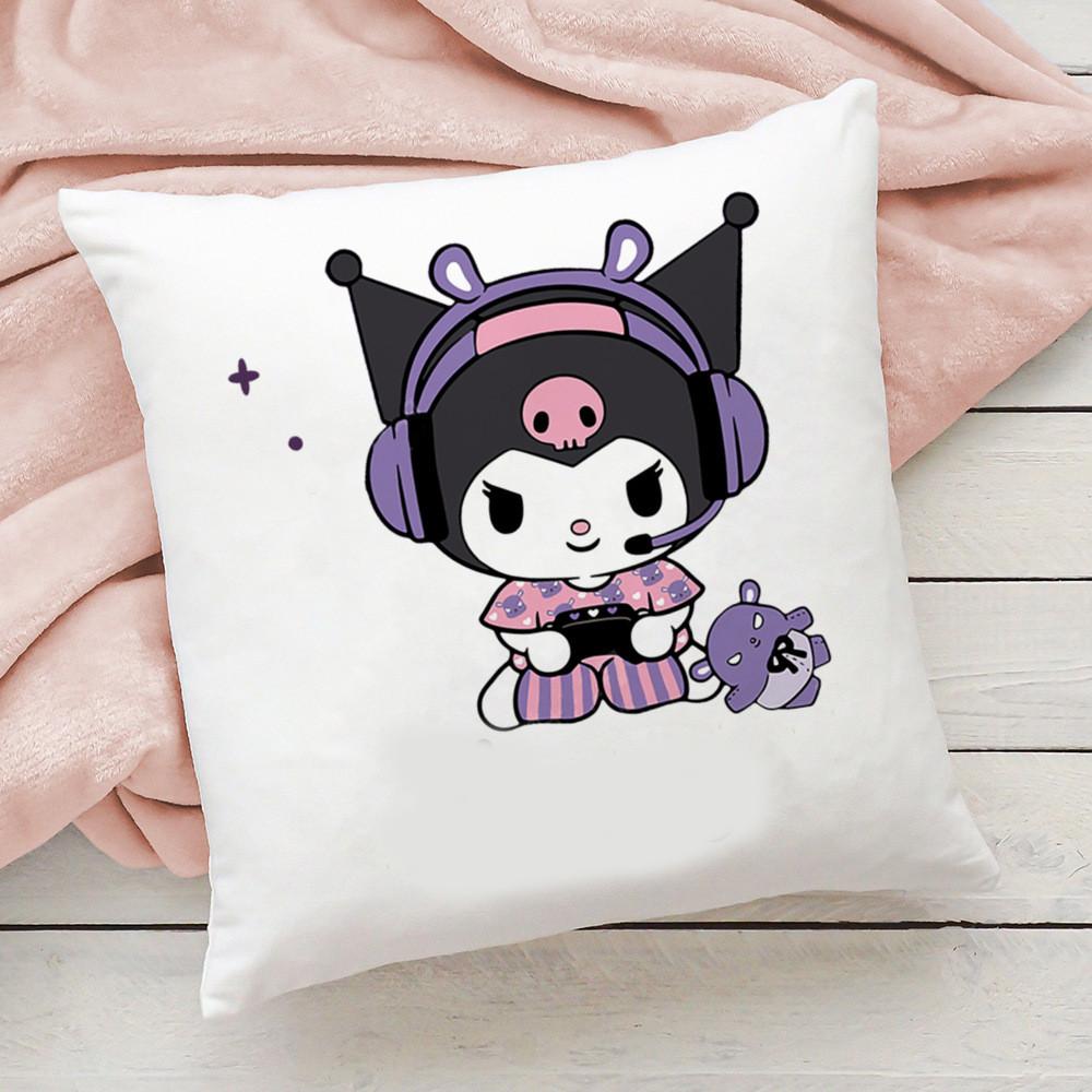 2026 New Cute Sanrio Cartoon Kuromi Doublesided Printed Square Bedroom Childrens Cushion Cover Sofa Waist Cushion Cover