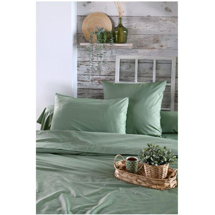 1 Taie de traversin percale de coton uni 45 x 185 cm Elysee vert