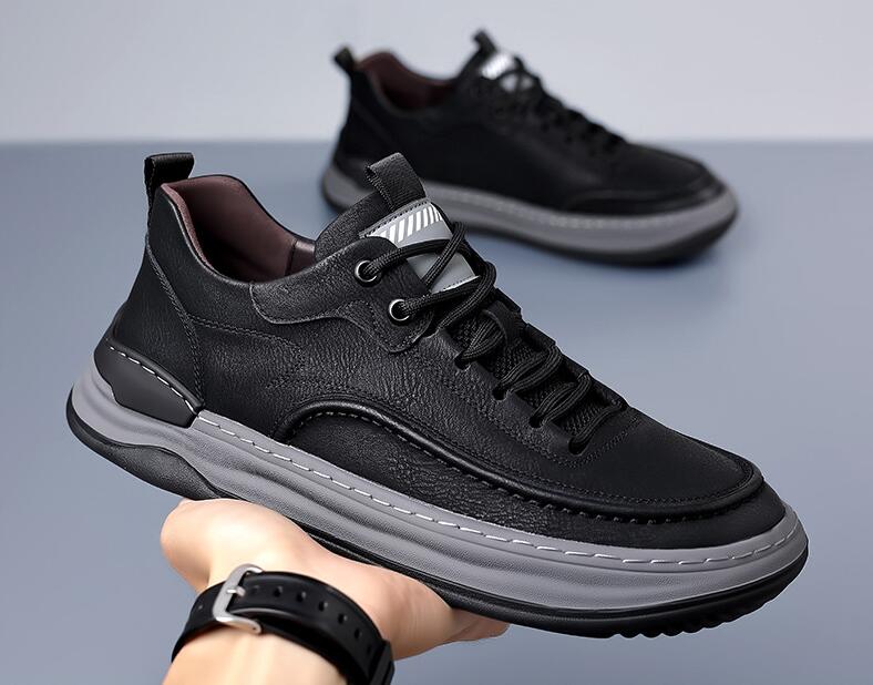 Осенняя мужская обувь из натуральной кожи, повседневная обувь класса люкс, мужские кроссовки со шнуровкой, дышащая обувь для тенниса, обувь для скейтборда