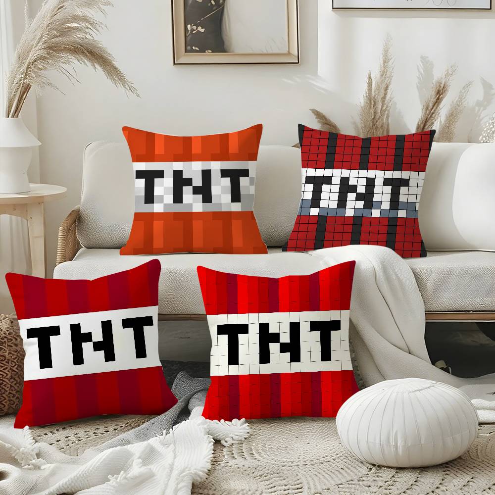 Game T-TNT Block Explosion Pillow Case Plush Fabric Soft Double-Sided Printed Sofa Warm Winter Home Gift Cushion Cover