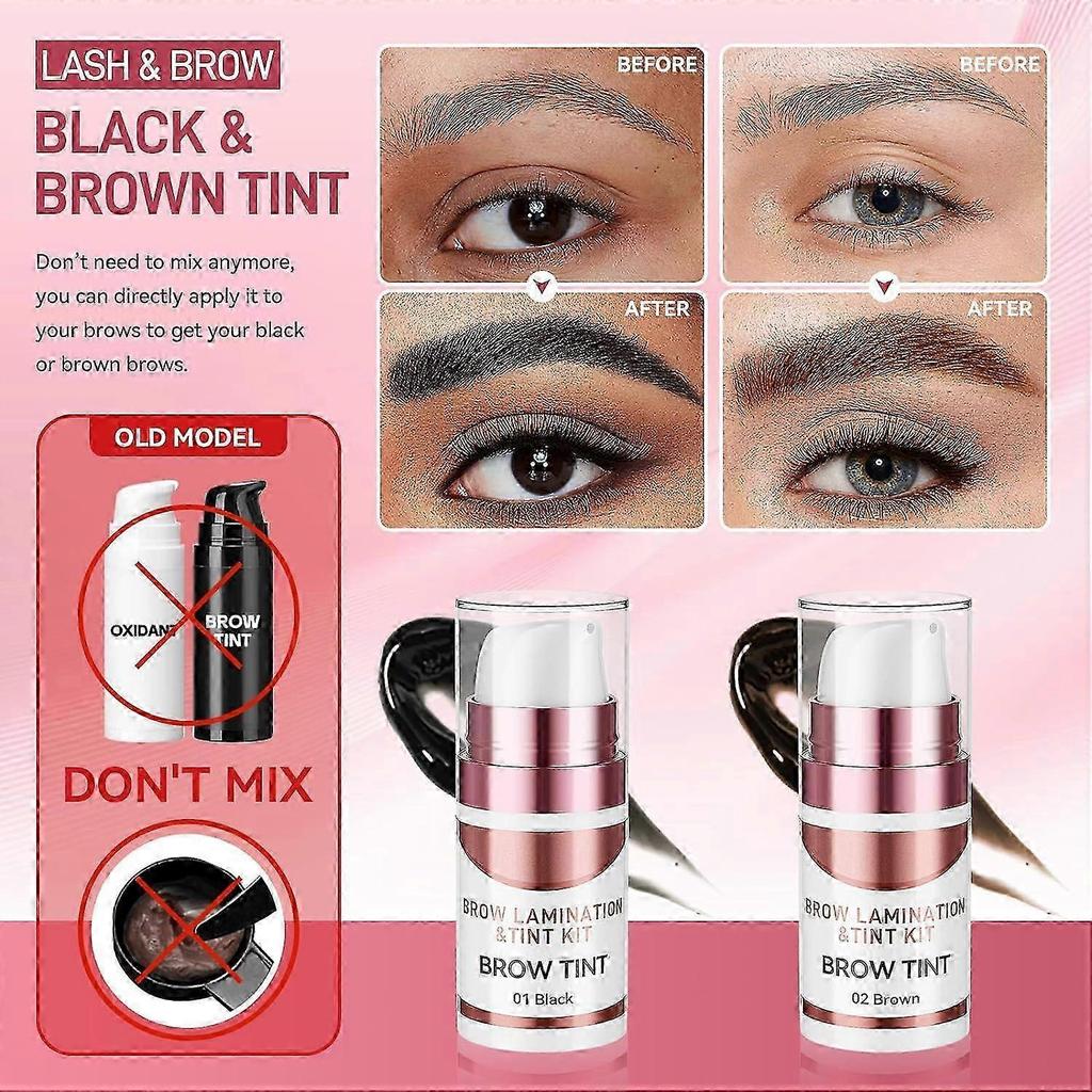 Brow Lamination Kit, 2 In 1 Eyebrow Lamination Kit with Black & Brown Color for Thicker Fuller Brows, Professional DIY Eyebrow Perming Kit