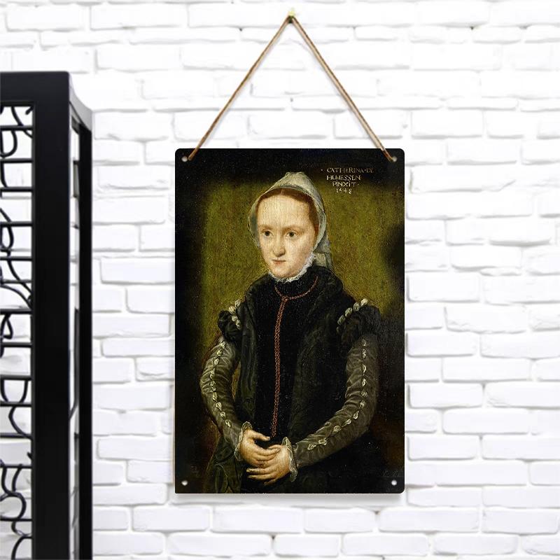Vintage Oil Painting Style Female Portrait Custom Iron Sheet Painting Home Wall Decor Art Hanging
