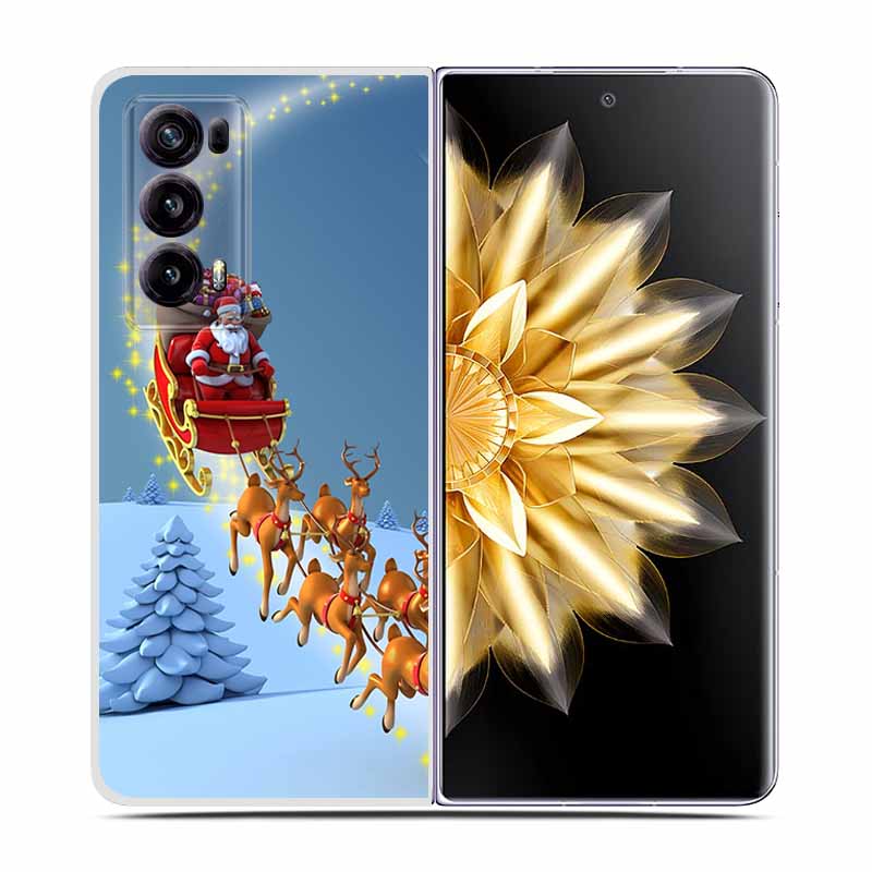 For Honor Magic V2 Case VER-AN1 Christmas Cute Clear Hard Plastic PC Back Cover For Huawei Honor Magic V2 5G Coques Cartoon Bags